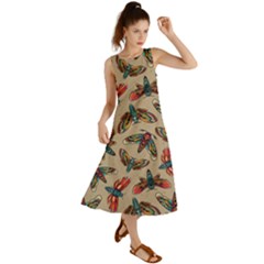 Dragonfly Pattern Summer Maxi Dress by designsbymallika