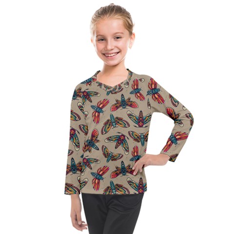 Dragonfly Pattern Kids  Long Mesh Tee by designsbymallika