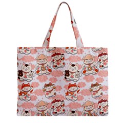 Menaki Cat Pattern Zipper Mini Tote Bag by designsbymallika