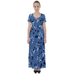 Abstract fashion style  High Waist Short Sleeve Maxi Dress