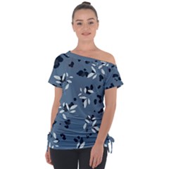 Abstract fashion style  Off Shoulder Tie-Up Tee