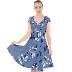 Abstract fashion style  Cap Sleeve Front Wrap Midi Dress