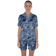 Abstract fashion style  Satin Short Sleeve Pajamas Set