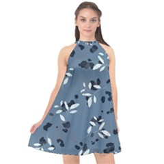 Abstract fashion style  Halter Neckline Chiffon Dress 