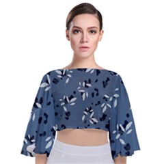 Abstract fashion style  Tie Back Butterfly Sleeve Chiffon Top