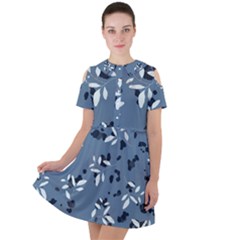 Abstract fashion style  Short Sleeve Shoulder Cut Out Dress 