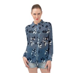 Abstract fashion style  Long Sleeve Chiffon Shirt