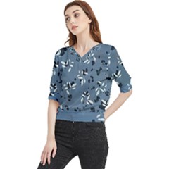 Abstract fashion style  Quarter Sleeve Blouse