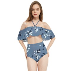 Abstract fashion style  Halter Flowy Bikini Set 