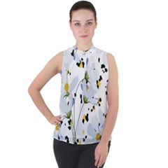 Tree Poppies  Mock Neck Chiffon Sleeveless Top by Sobalvarro