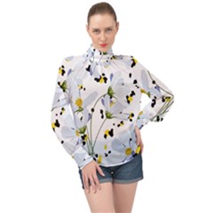 Tree Poppies  High Neck Long Sleeve Chiffon Top by Sobalvarro