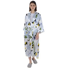 Tree Poppies  Maxi Satin Kimono by Sobalvarro