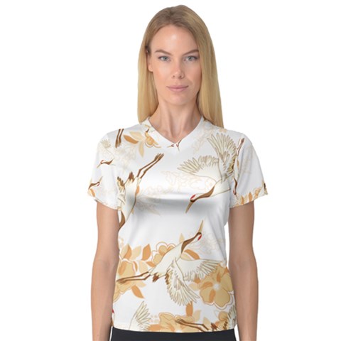 Birds And Flowers  V-neck Sport Mesh Tee by Sobalvarro