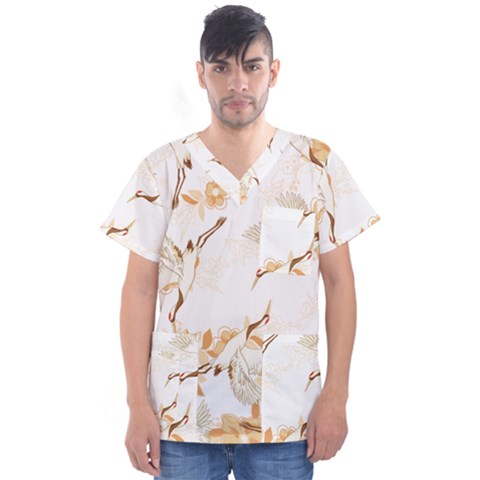 Birds And Flowers  Men s V-neck Scrub Top by Sobalvarro