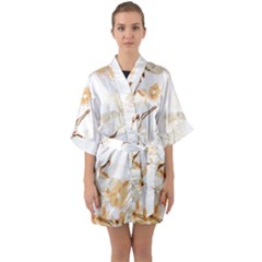 Birds And Flowers  Half Sleeve Satin Kimono  by Sobalvarro