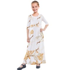 Birds And Flowers  Kids  Quarter Sleeve Maxi Dress by Sobalvarro