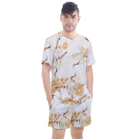 Birds And Flowers  Men s Mesh Tee And Shorts Set by Sobalvarro