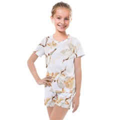 Birds And Flowers  Kids  Mesh Tee And Shorts Set