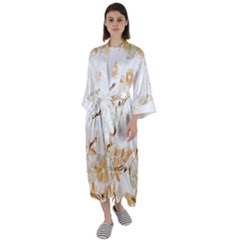 Birds And Flowers  Maxi Satin Kimono