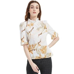 Birds And Flowers  Frill Neck Blouse