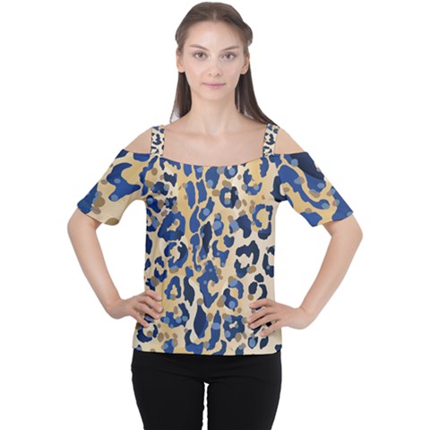 Leopard Skin  Cutout Shoulder Tee by Sobalvarro