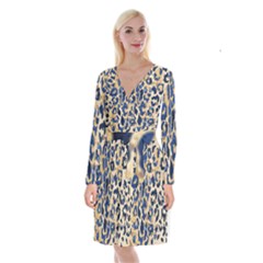 Leopard Skin  Long Sleeve Velvet Front Wrap Dress by Sobalvarro