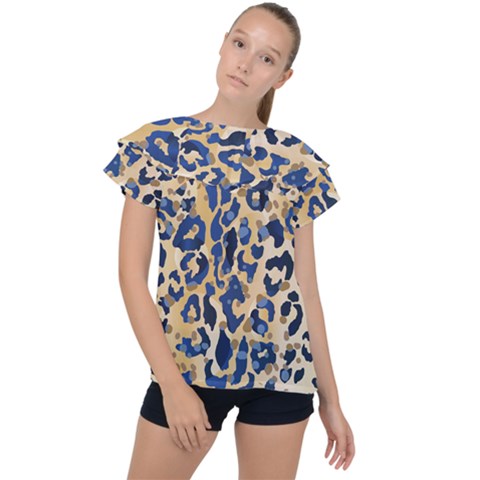 Leopard Skin  Ruffle Collar Chiffon Blouse by Sobalvarro