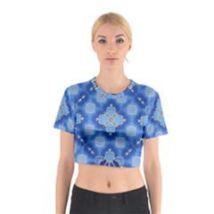 Ornate Blue Cotton Crop Top