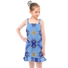 Blue Ornate Kids  Overall Dress by Dazzleway