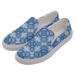 Blue Pattern Men s Canvas Slip Ons