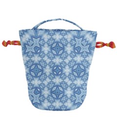 Blue Pattern Drawstring Bucket Bag by Dazzleway