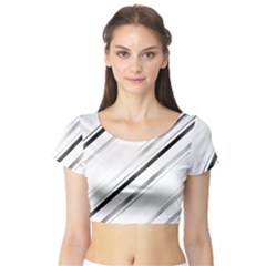 High Contrast Minimalist Black And White Modern Abstract Linear Geometric Style Design Short Sleeve Crop Top by dflcprintsclothing