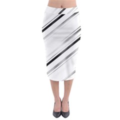 High Contrast Minimalist Black And White Modern Abstract Linear Geometric Style Design Midi Pencil Skirt by dflcprintsclothing