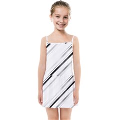 High Contrast Minimalist Black And White Modern Abstract Linear Geometric Style Design Kids  Summer Sun Dress by dflcprintsclothing