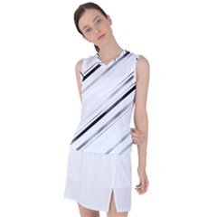 High Contrast Minimalist Black And White Modern Abstract Linear Geometric Style Design Women s Sleeveless Sports Top by dflcprintsclothing