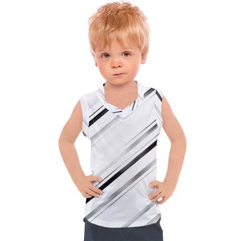 High Contrast Minimalist Black And White Modern Abstract Linear Geometric Style Design Kids  Sport Tank Top by dflcprintsclothing