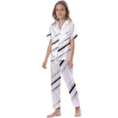 High Contrast Minimalist Black And White Modern Abstract Linear Geometric Style Design Kids  Satin Short Sleeve Pajamas Set by dflcprintsclothing