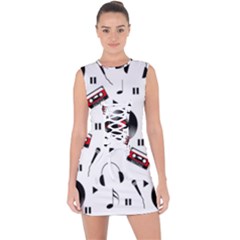 Music Life Lace Up Front Bodycon Dress by Valentinaart