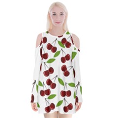 Fruit Life Velvet Long Sleeve Shoulder Cutout Dress
