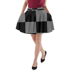 Black Gingham Check Pattern A-line Pocket Skirt by yoursparklingshop