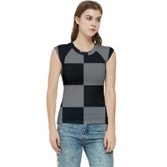 Black Gingham Check Pattern Women s Raglan Cap Sleeve Tee by yoursparklingshop