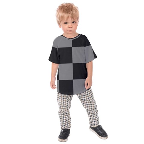 Black Gingham Check Pattern Kids  Raglan Tee by yoursparklingshop