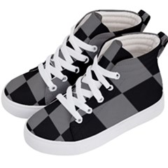 Black Gingham Check Pattern Kids  Hi-top Skate Sneakers by yoursparklingshop