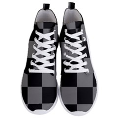 Black Gingham Check Pattern Men s Lightweight High Top Sneakers by yoursparklingshop