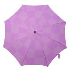 Pink Gingham Check Squares Hook Handle Umbrellas (medium) by yoursparklingshop