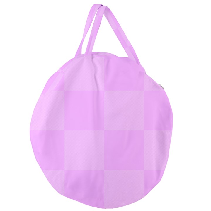 Pink Gingham Check Squares Giant Round Zipper Tote
