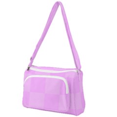 Pink Gingham Check Squares Front Pocket Crossbody Bag by yoursparklingshop