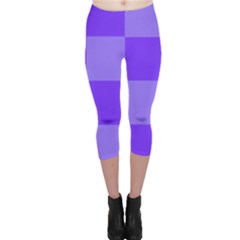 Purple Gingham Check Squares Pattern Capri Leggings  by yoursparklingshop