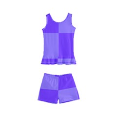 Purple Gingham Check Squares Pattern Kids  Boyleg Swimsuit by yoursparklingshop