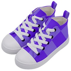 Purple Gingham Check Squares Pattern Kids  Mid-top Canvas Sneakers by yoursparklingshop